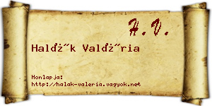 Halák Valéria névjegykártya